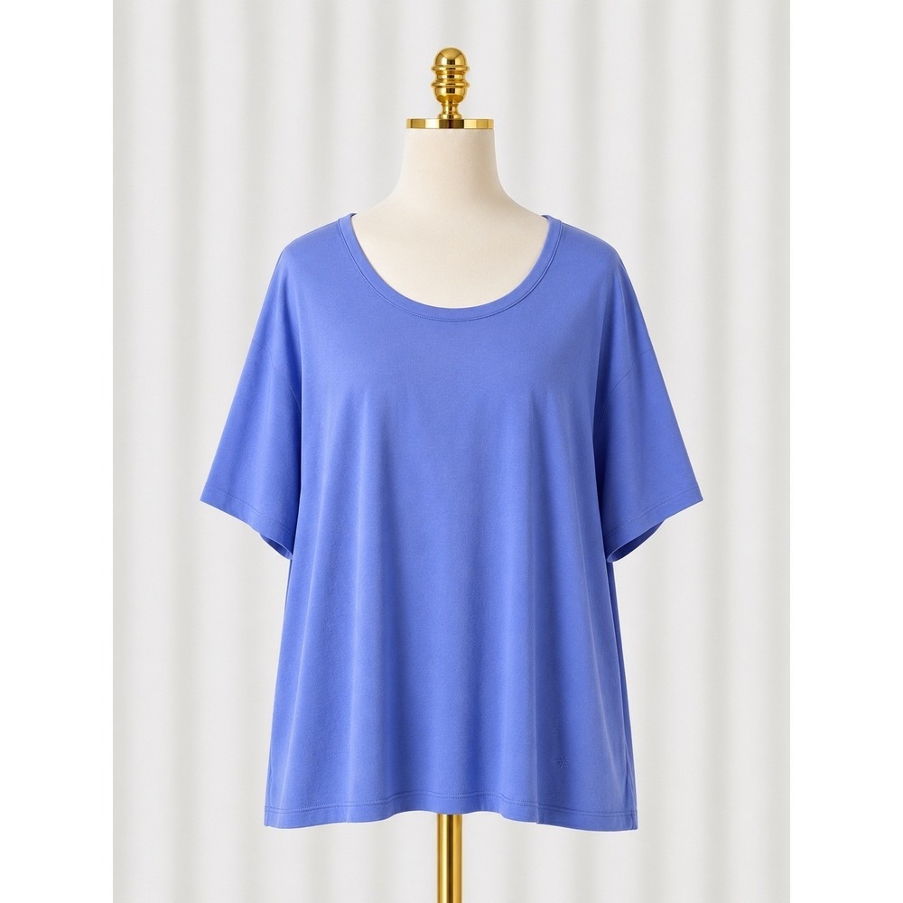 Isaac Mizrahi Live Essentials Pima‎ Cotton Scoop Neck T-Shirt Tee Size 3X Blue